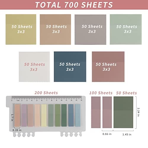 ONEDONE Transparent Sticky Notes - 700 Sheets for Book Marking