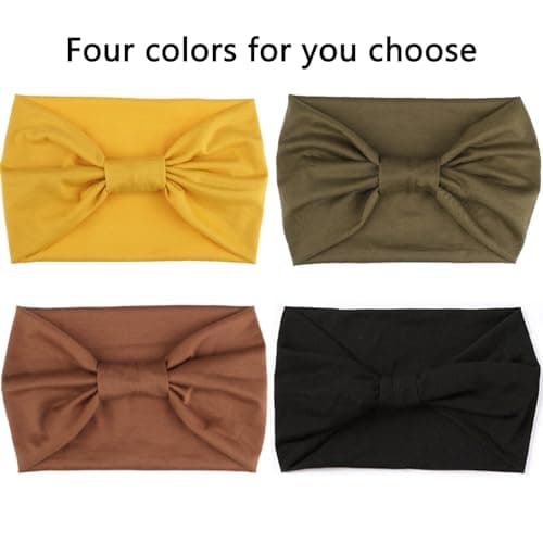 XTREND 4 Packs Wide Elastic Knotted Headbands Bohemian Style+='
