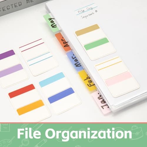 KICNIC 12 Color 2 Inch Colored Sticky Tabs 480 Pieces Repositionable Binder Folders Book Markers
