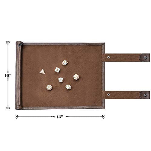PUBGAMER Brown Dice Mat & Tray for DND, with 2x7 Dices & Zipper Holder