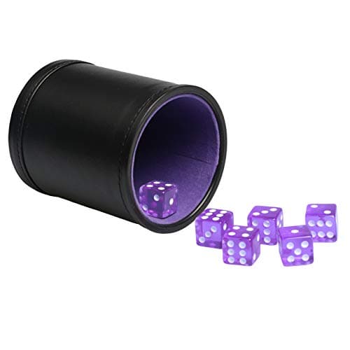 Quiet-Shaking Dice Cup Set for Yahtzee, Farkle, Liars, PU Leather & Felt-Lined