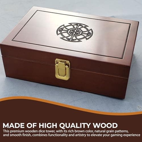 Dragon Treasure Box Dice Tower & Tray (9" x 6" x 3") | Wooden DND Accessory