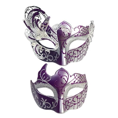 Yimianshou Venetian Masquerade Mask Couple Set for Mardi Gras Ball