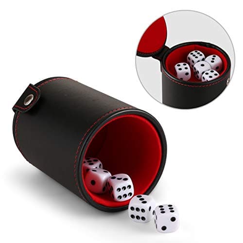GWHOLE Leather Dice Shaker Cup with Lid for Games