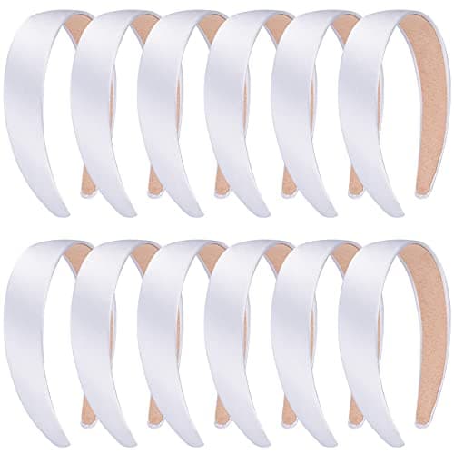 Satin Headbands Set, 12 Pieces, 1 Inch Wide, Colorful, Non-slip for Women and Girls