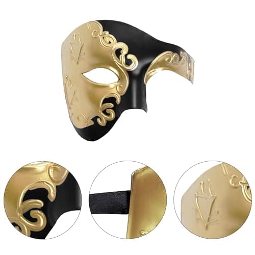 Yookat Half Face Masquerade Mask and Bow Tie for Mardi Gras, Carnival, Halloween