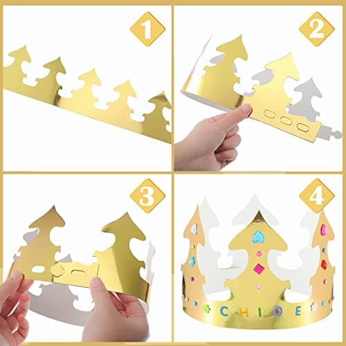 Princess and Prince Crown Hats for Kids Birthday Party