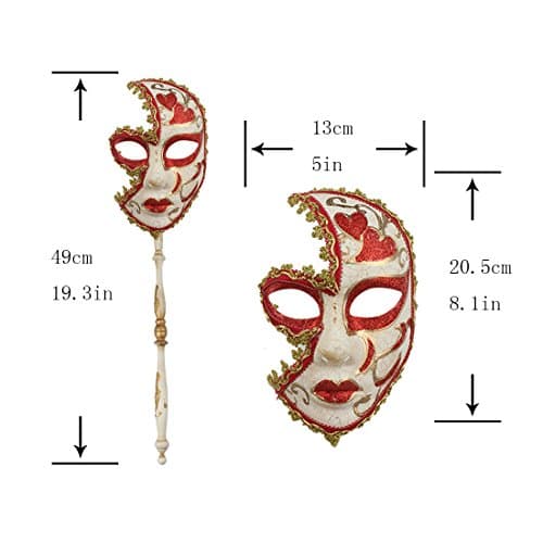 YU FENG 2 Pack Couple's Venetian Masquerade Mask on a Stick for Carnival