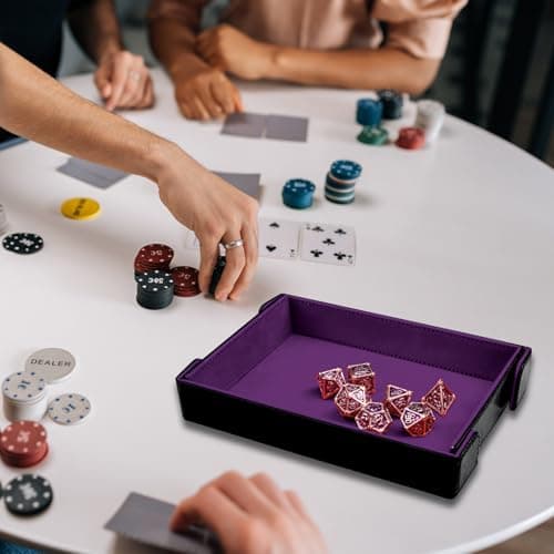 SIQUK Gray Violet Magnetic Dice Tray for D&D RPG Games