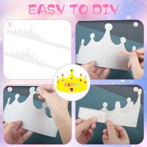 38pcs White Paper Crowns for Kids' Birthday Parties & Favors
