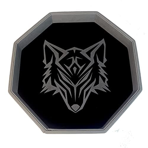 Luck Lab Black and Grey 11.5 Inch Octagonal Dice Tray with Luxurious Rolling Area