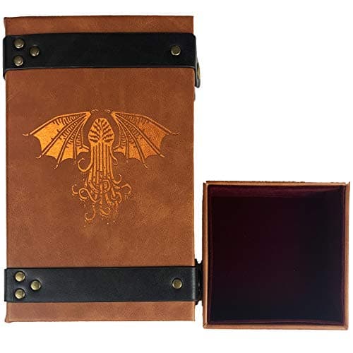 Cthulhu Tome Red Dice Tray - 9" Octagon with Lid & D&D Dice Staging