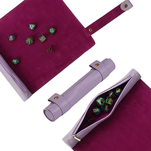 Cusdie 2 in 1 Dice Mat & Holder - DND Compatible, Colorful Dragon Scale