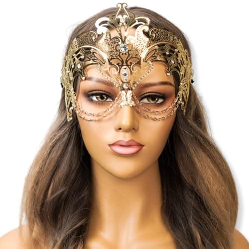 BEYOND MASQUERADE Queen's Masquerade Mask for Women, Large Eyes, Halloween Cosplay