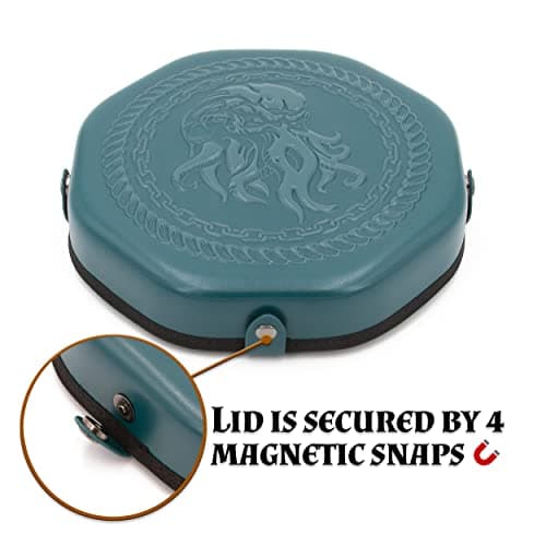 CASEMATIX Dice Tray and Storage Case for 115+ RPG Dice - Magnetic Snaps, Embossed Design, Non-Scratch Interior