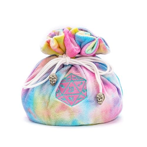 Large Velvet Dice Bag with Cartoon Octopus Pattern - Perfect for D&D Games (100+ Dice Capacity)