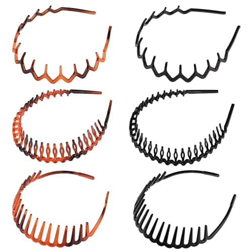 Zig Zag Shark Tooth 6 Pack Hair Comb Headbands for Women