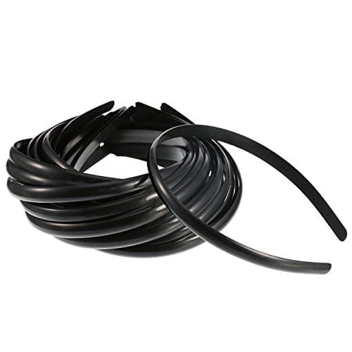 Hicarer 30 Pack Black 10mm Plain Plastic Hair Headbands for Girls and Women