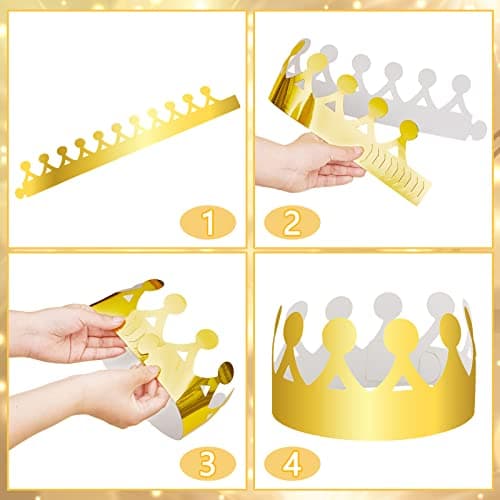 Gold Crown Paper Party Favors for Boys, Girls, and Adults