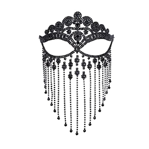 CCbodily Rhinestone Crystal Face Mask for Women Masquerade Event