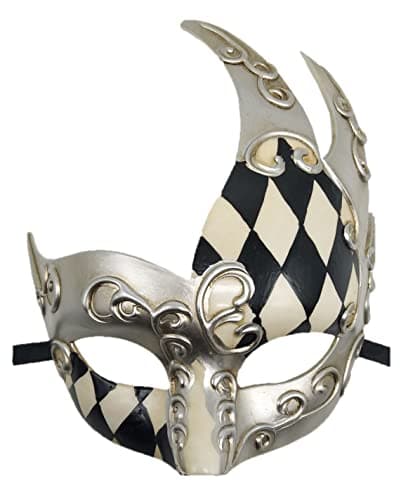 Coolwife Men's Vintage Venetian Checkered Masquerade Mask for Musical Party