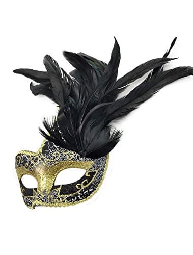 Awlsyj Women's Feather Masquerade Mask
