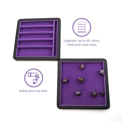 Guarida Dice 7 Tray with Magnetic Lid - Dragon Purple, Perfect for DND and RPG Games