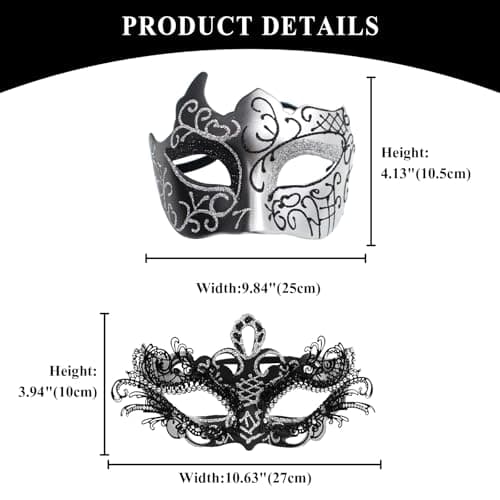 OIDEA Masquerade Mask Couples Set: Rhinestones Cosplay Party Mask