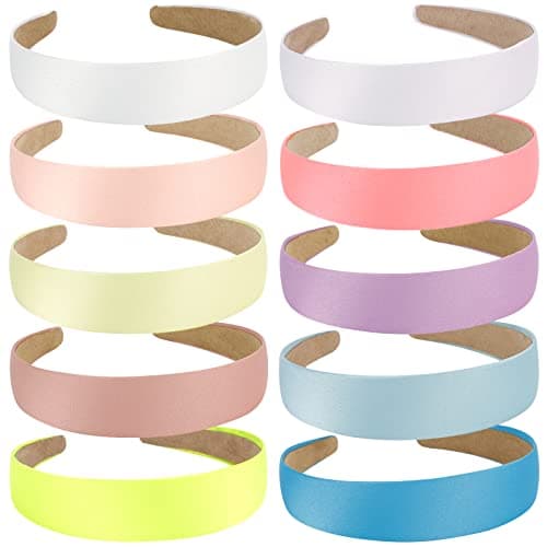 Wecoe 10 Pack Satin Headbands for Women and Girls