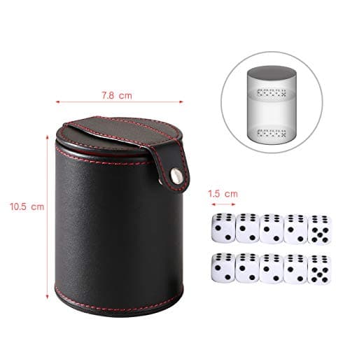GWHOLE Leather Dice Shaker Cup with Lid for Games