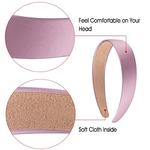 Satin Headbands Set, 12 Pieces, 1 Inch Wide, Colorful, Non-slip for Women and Girls