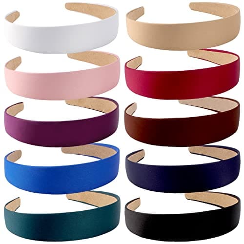 Wecoe 10 Pack Satin Headbands for Women and Girls