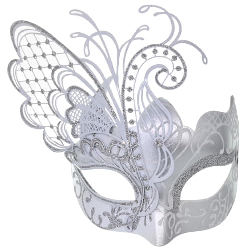 Ubauta Rhinestone Venetian Women Mask for Masquerade/Costume Ball (Gold Blue Butterfly)