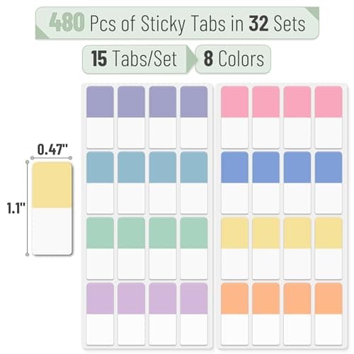 Mr. Pen 480 Pcs Pastel Sticky Index Tabs for Notebooks and Binders
