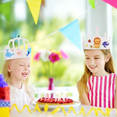 Thenshop White DIY Paper Crowns for Kids Birthday Party Decoration