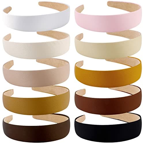 Wecoe 10 Pack Satin Headbands for Women and Girls