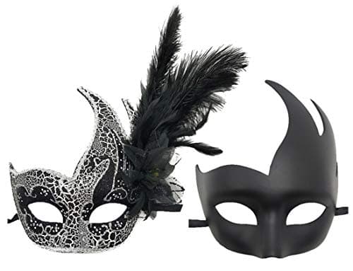 Coolwife Feather Masquerade Mask for Halloween and Cosplay