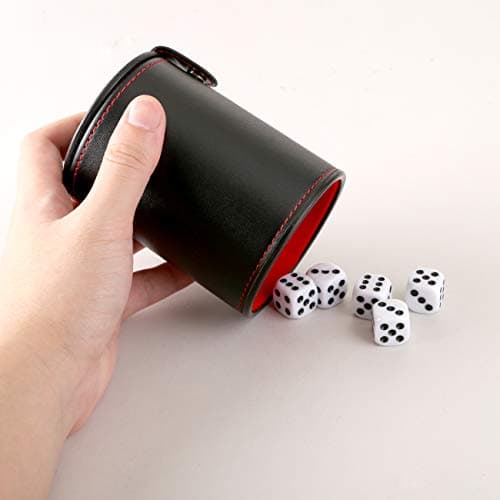 GWHOLE Leather Dice Shaker Cup with Lid for Games