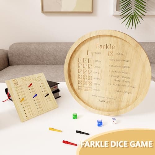 Larger Farkle Dice Tray 12" Board Game for Family & Adult Gatherings, 18 Dice, Score Pad, Markers