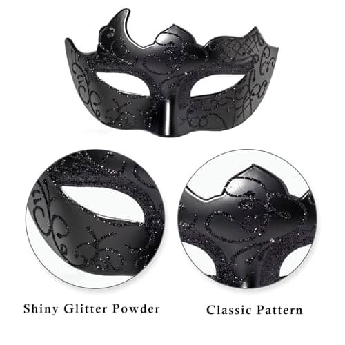 BCARICH Venetian Masquerade Masks for Couples, Women Cosplay with Rhinestone