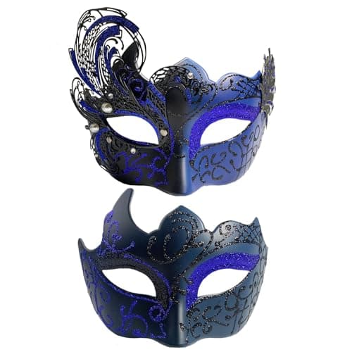 Yimianshou Venetian Masquerade Mask Couple Set for Mardi Gras Ball