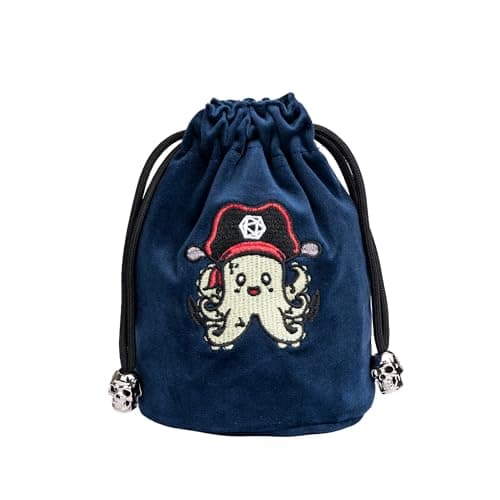 Velvet Dice Bag with Octopus Pattern for Tabletop Roleplaying Games