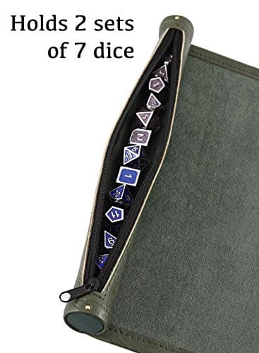 Forged Dice Co Scroll Tray + Mat with Zipper Holder - Up to 14 Dice - DND Compatible
