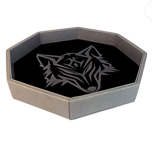 Luck Lab Black and Grey 11.5 Inch Octagonal Dice Tray with Luxurious Rolling Area