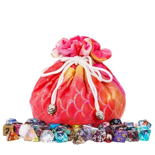 Large Velvet Dice Bag with Cartoon Octopus Pattern - Perfect for D&D Games (100+ Dice Capacity)