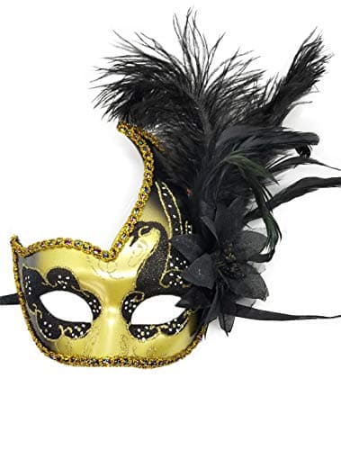Awlsyj Women's Feather Masquerade Mask