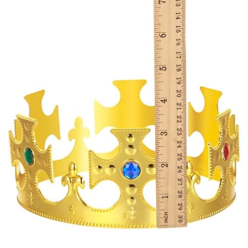 6 Pack Royal Gold Crowns King and Queen Costume Accessories for Men and Kids