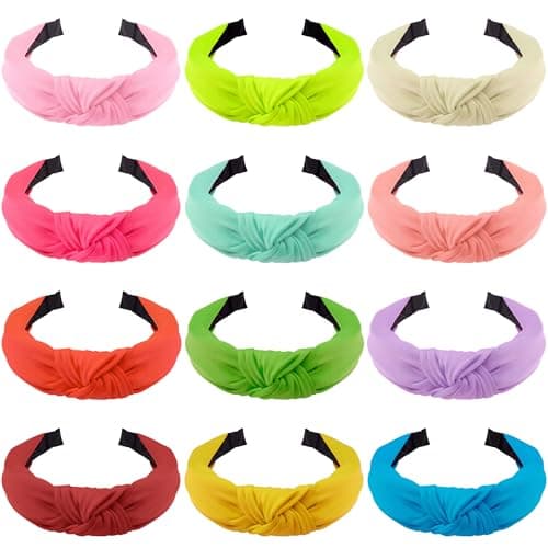 SIQUK Colorful 12 Pieces Knotted Hair Turband for Women - Versatile Fabric Headbands