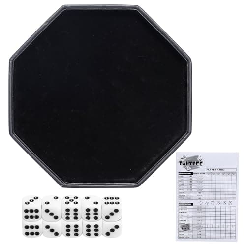 Octagon Dice Rolling Tray Set with PU Leather Velvet (Green)