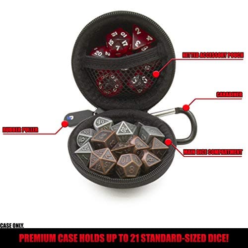 CASEMATIX Ultra-Compact Travel Dice Case with Non-Scratch Interior and Metal Carabiner